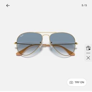 Ray-Ban Gold Frame Sunglasses with Blue Lenses